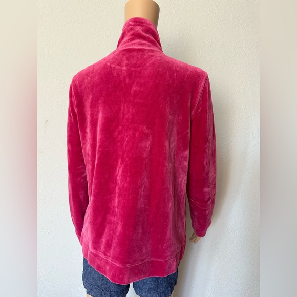 TALBOTS Rose Pink Soft Velvet Feel Velour Long Sleeve Light Jacket Size Mp - Picture 3 of 9